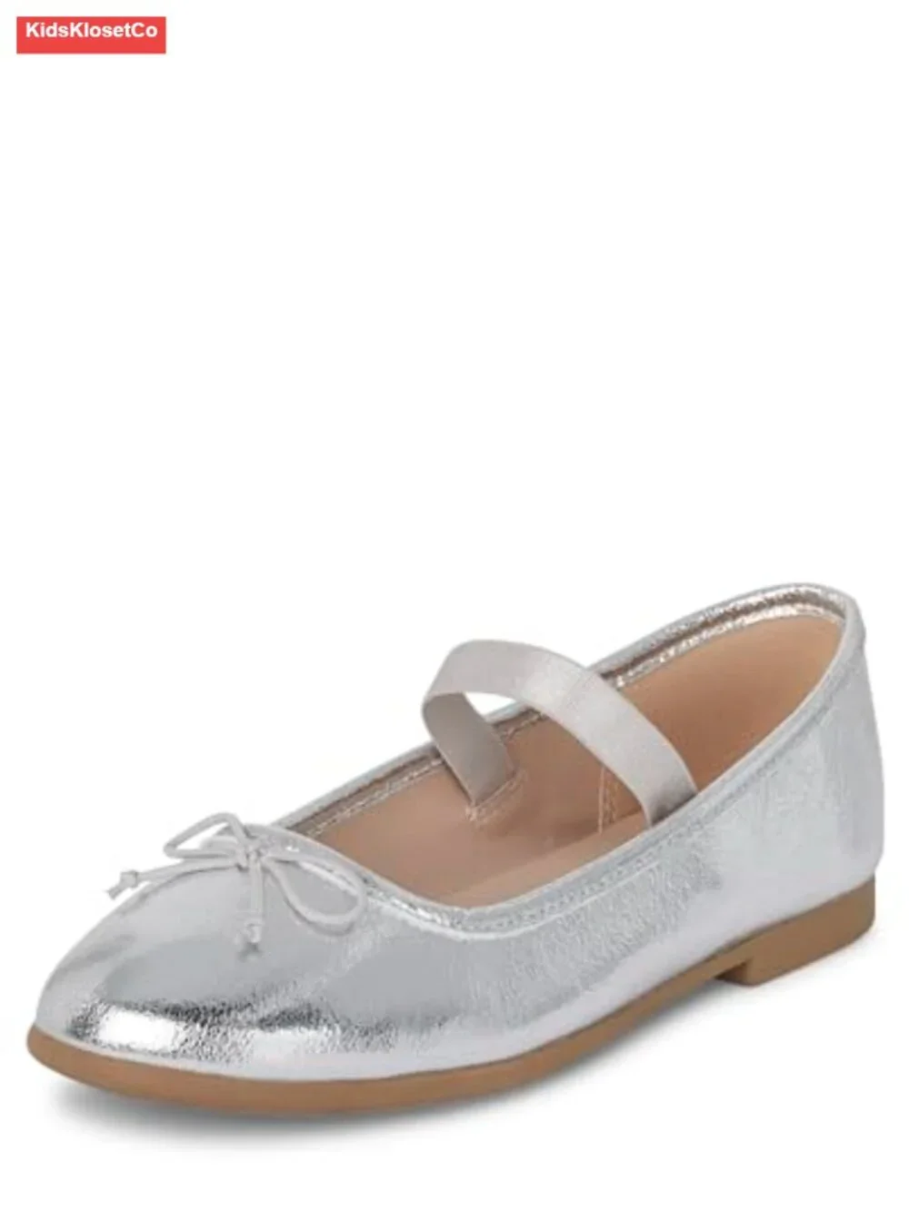 Girls Closed Toe Ballet Flats Faux Leather Slip-On Bow Shoes